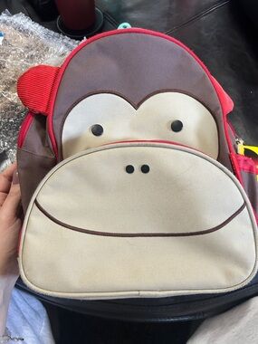 Kids Monkey Face Skip Hop Backpack - Red, Brown, Cream